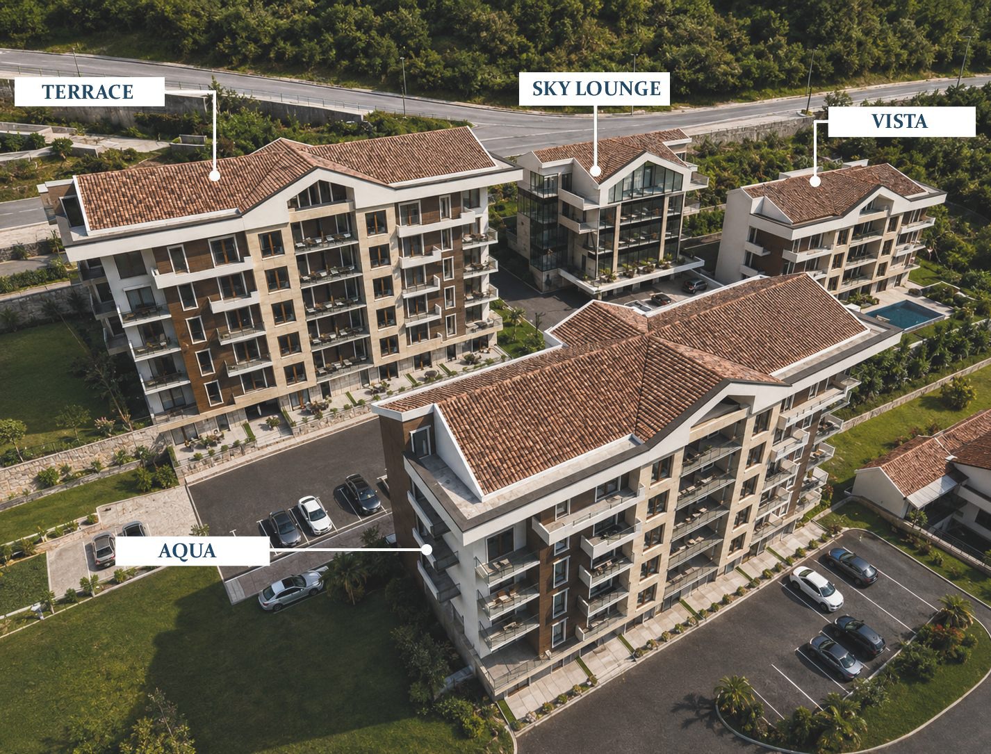 Četiri objekta kompleksa Boka Bellevue